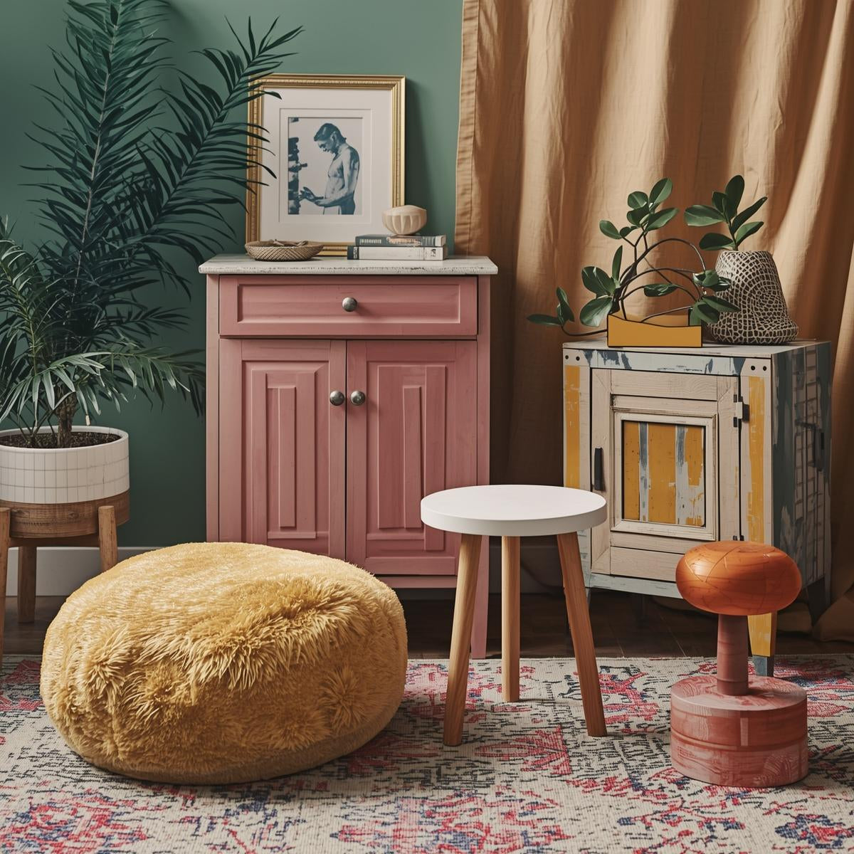 Petit mobilier d’intérieur élégant créant une atmosphère chaleureuse et accueillante, favorisant le bien-être et la convivialité.